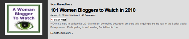WE Magazine Says I’m a Woman Blogger to Watch in 2010!
