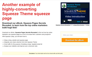 Video Squeeze Page Layout